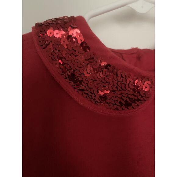 Girls Red Top Long Sleeve Size 6 Sequins Collar - Picture 2 of 4